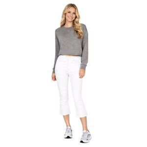 2/$30 ZARA Cropped M Gray Knit Sweater Ribbed Cuffs Crewneck Long Sleeves